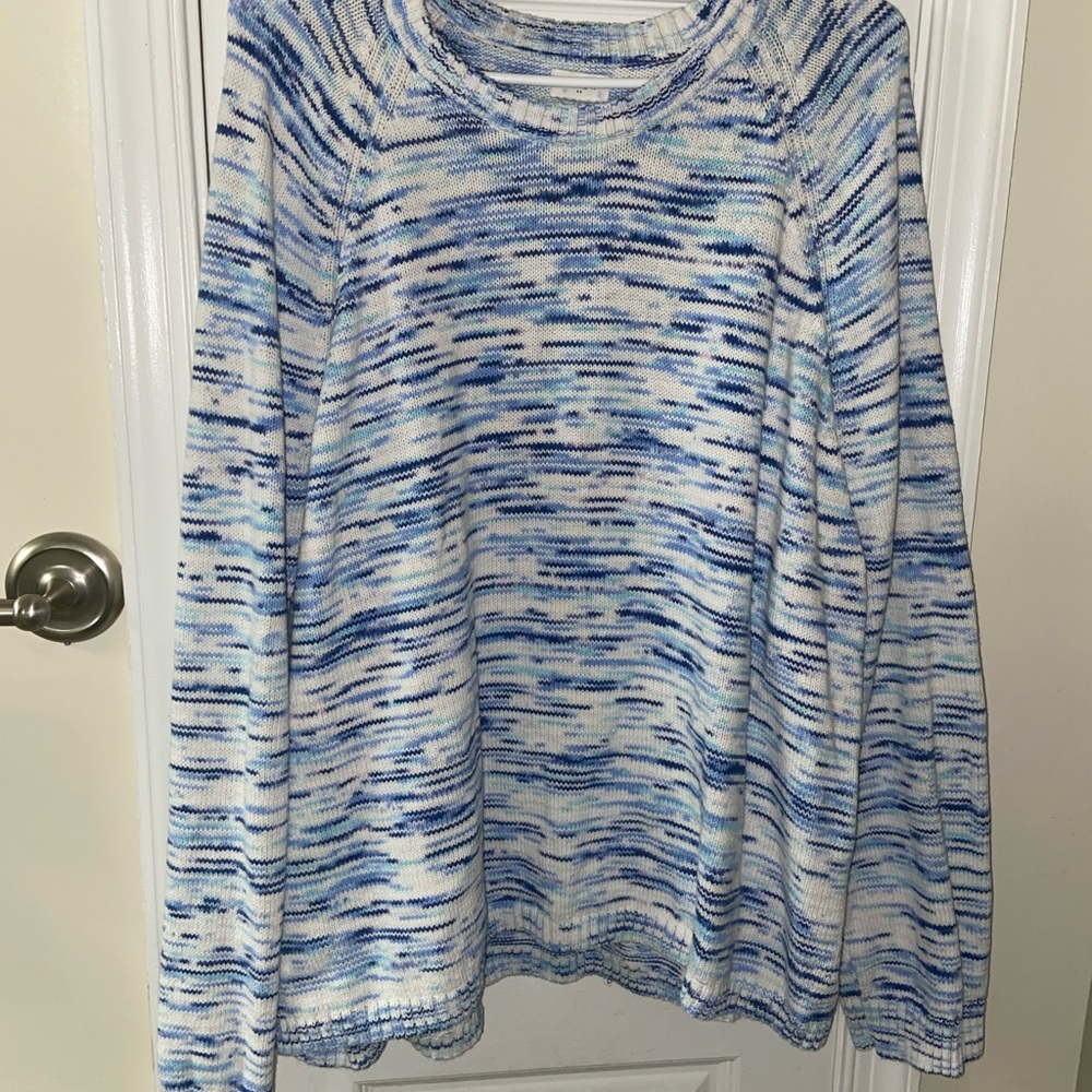 J. Crew Factory Blue and White Space Sweater